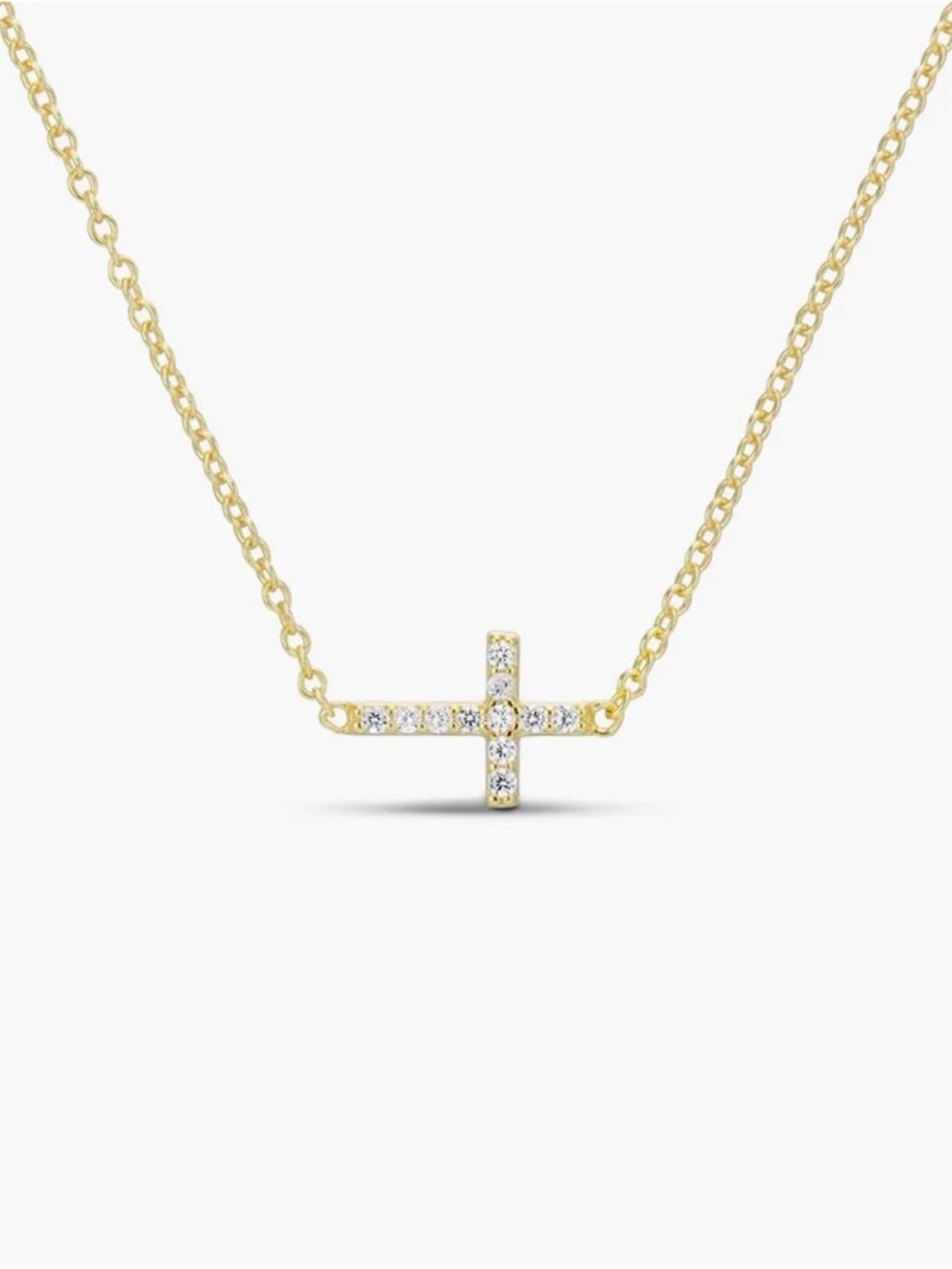 Cz Sideways Cross Necklace